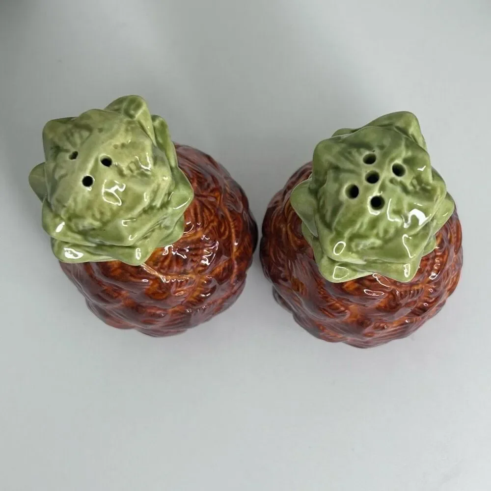 Vintage Pineapple Salt And Pepper Shakers Set 5.5